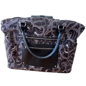 Calpak 22-Inch Black & Gray Print Laptop Tote Bag, Wheels & Retractable Handle